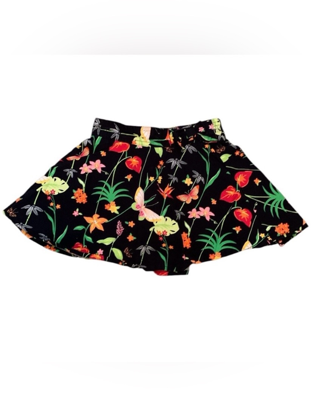 Vintage Gymboree 2004 Tropical Paradise Black Floral 3T Skater Skirt Butterflies